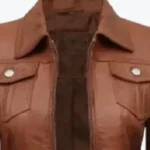 Women’s Leather Bomber Jacket Collar Rare Jacket