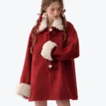 Women's Little Fur Collar Red Riding Coat front - Rare Jackets
