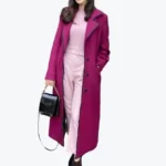 Women's Magenta Wool Long Coat Side - Rare Jackets