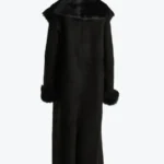 Women's Marlene Shearling Trimmed Suede Coat Back - Rare Jackets