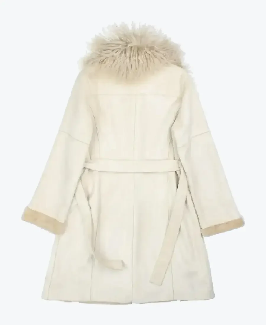 Women's Mongolian Fur White Afghan Coat Back - Rare Jackets