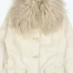 Women's Mongolian Fur White Afghan Coat Front - Rare Jackets