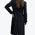 Women’s Navy Blue Long Wool Coat Back - Rare Jackets