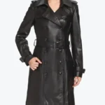 Women’s New York Double Breasted Lambskin Leather Coats Rare Jacket