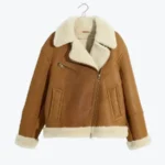 Women’s Oversized Shearling Brown Aviator Jackets