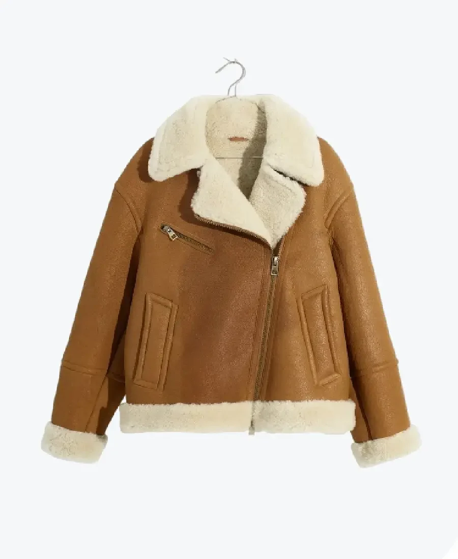 Women’s Oversized Shearling Brown Aviator Jackets