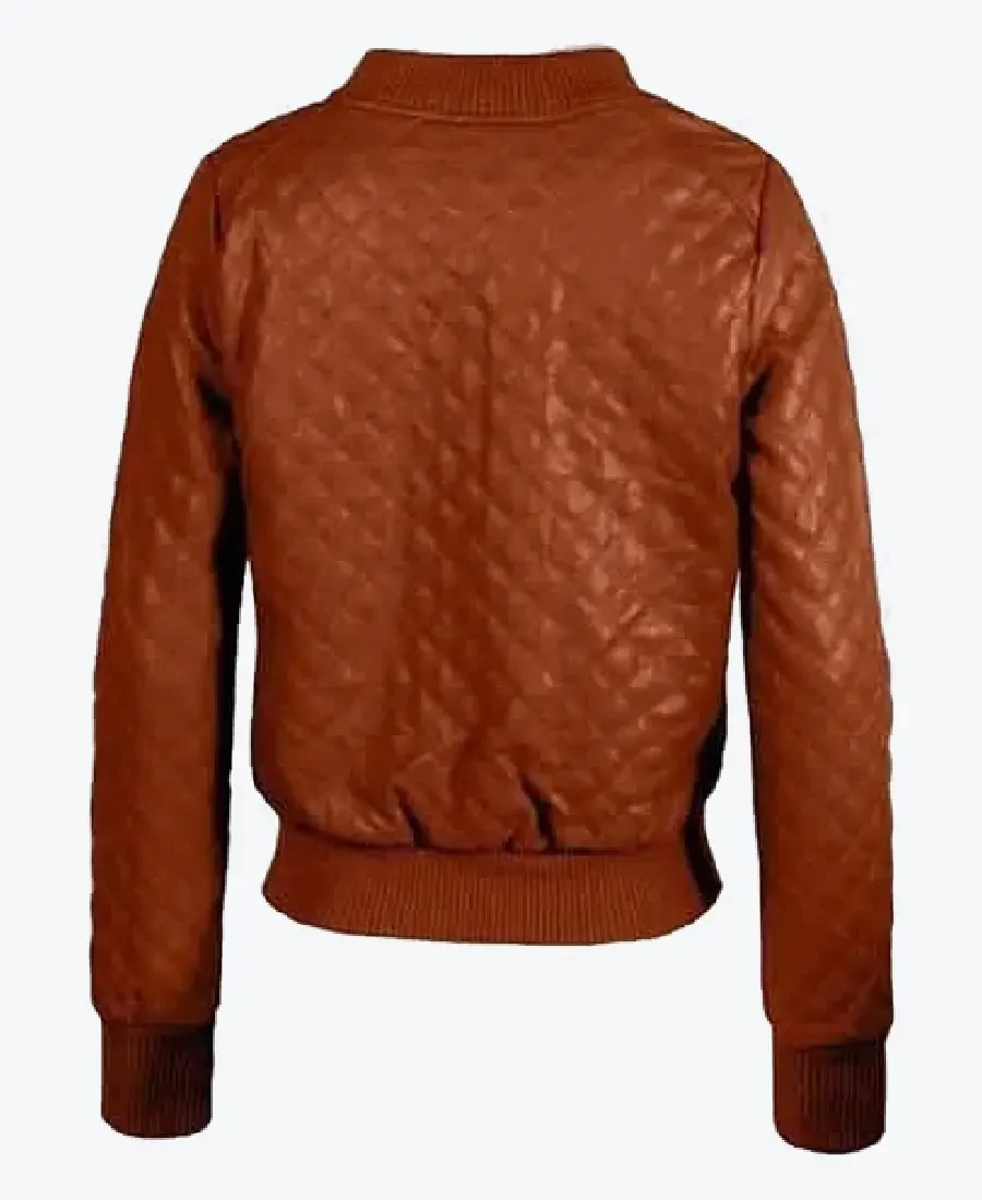 Women’s Quilted Brown Leather Jacket Back - Rare Jackets