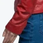 Women’s Red Leather Jacket Sleeves Rare Jacket