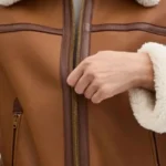 Women’s Shearling Avaitor Leather Jacket Closes