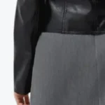 Womens Shirt Collar Black Leather Jacket Sleeves Rare Jacket