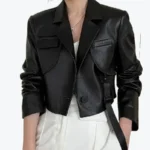 Women’s Slim Fit Cropped Black Sheepskin Leather Jackets Rare Jacket