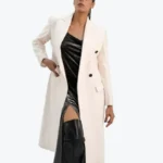 Women's Trouble White Wool Coat Front - Rare Jackets