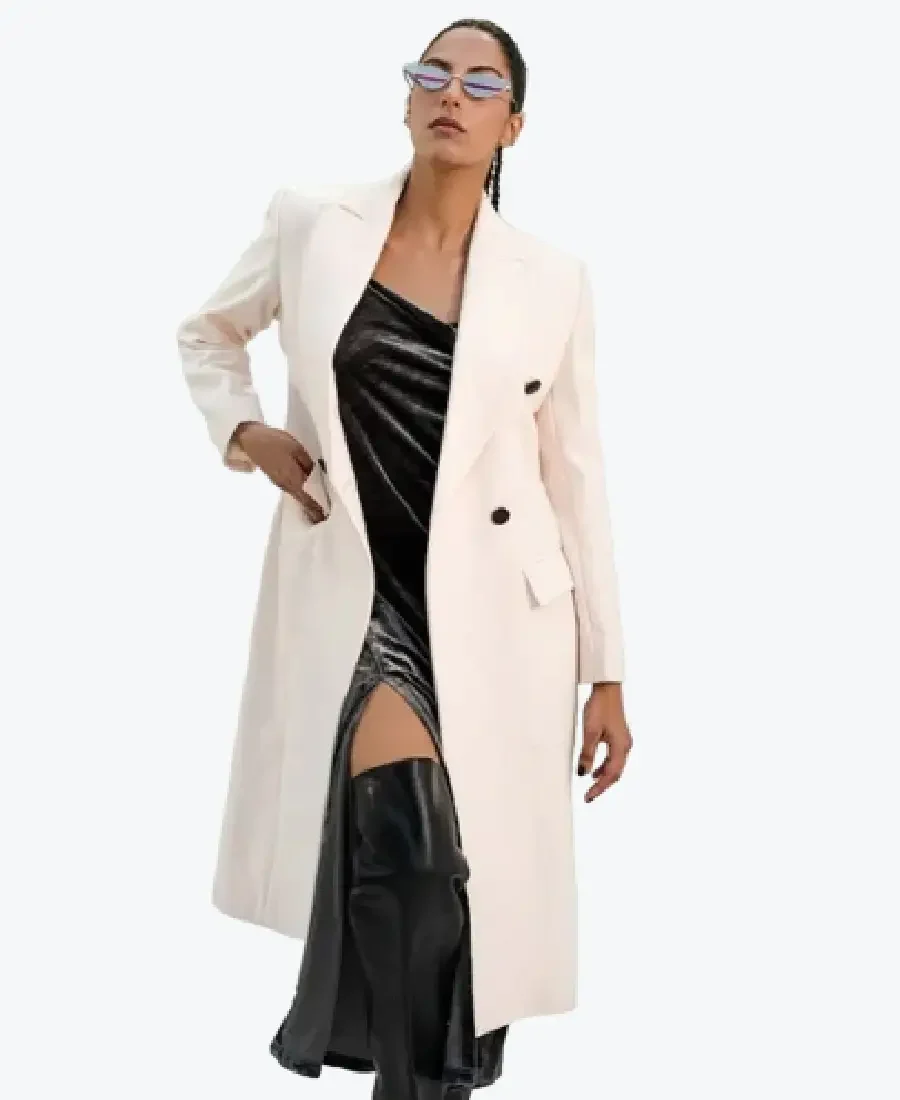 Women's Trouble White Wool Coat Front - Rare Jackets