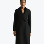 Wool Blend Double Breasted Blindseam Coat Black Rare Jacket