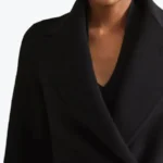 Wool Blend Double Breasted Blindseam Coat Black Collar Rare Jacket