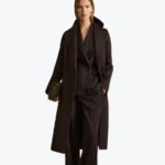 Wool Blend Double Breasted Blindseam Coat Dark Brown Rare Jacket