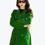 Sixdo Green Peak Lapel Neck Long Coat Front - Rare Jackets