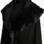 Women's Marlene Shearling Trimmed Suede Coat Side - Rare Jackets