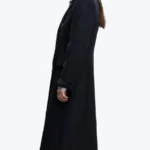 Women’s Navy Blue Long Wool Coat Side - Rare Jackets