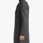 Men Single Breasted Grey Wool Coat Side - Rare Jackets