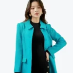 Sixdo Blue Long Woven Coat Side - Rare Jackets