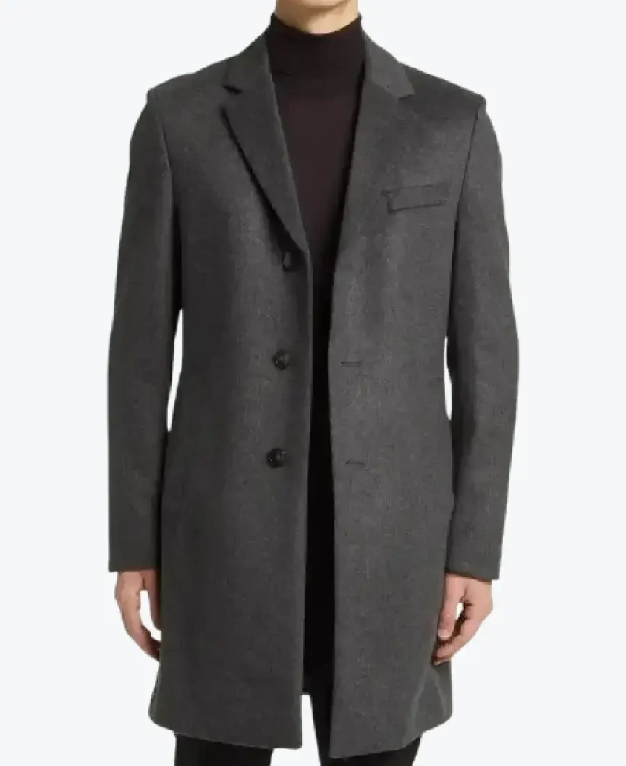 Shop The Men Single Breasted Grey Wool Coat - Rare Jackets