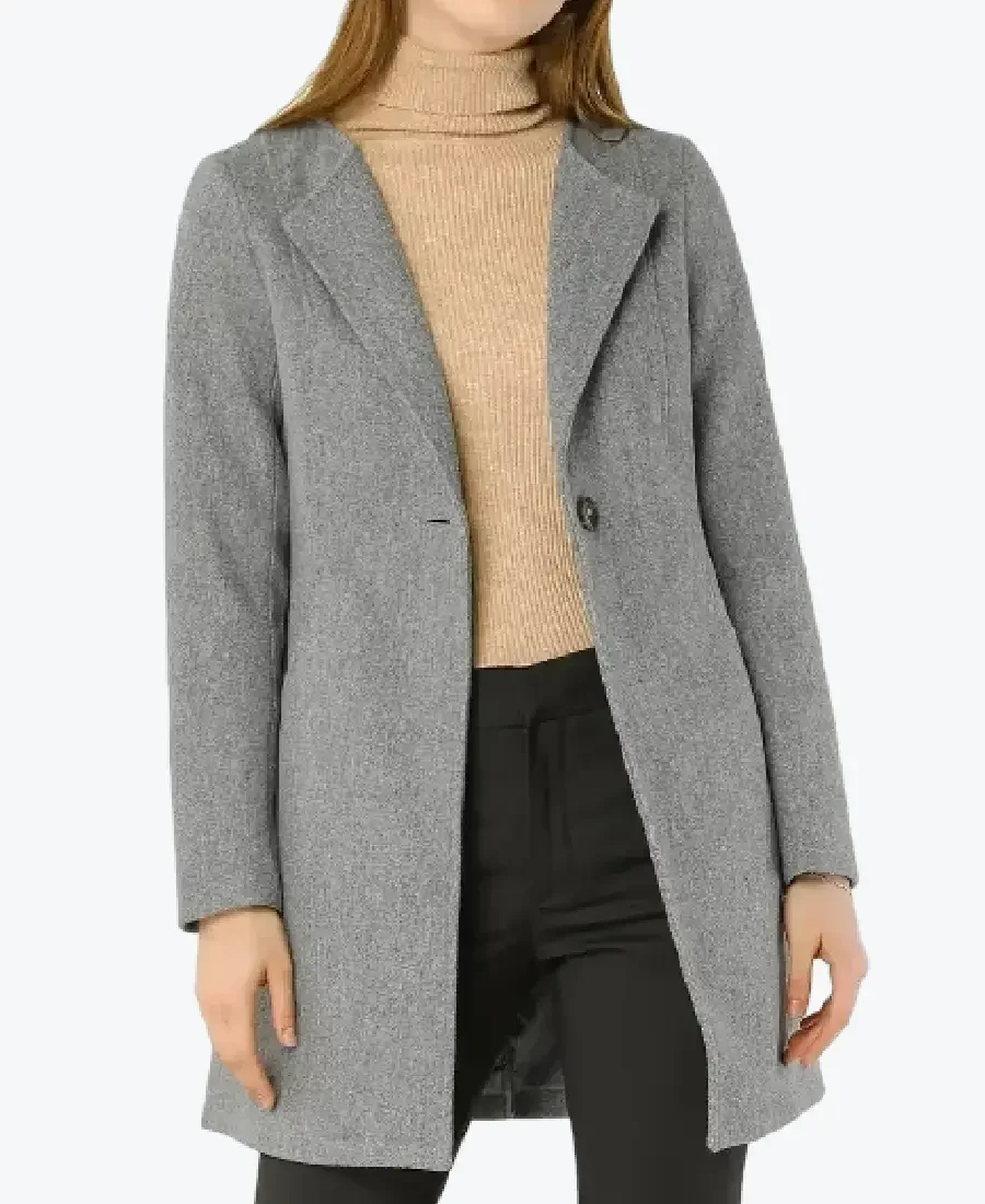 Shop The Women Single Breasted Grey Wool Coat - Rare Jackets