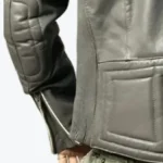 90s Vintage Grunge Distressed Grey Biker Leather Jacket Sleeves Rare Jacket