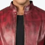 Alex Leather Biker Jackets Red Collar Rare Jacket