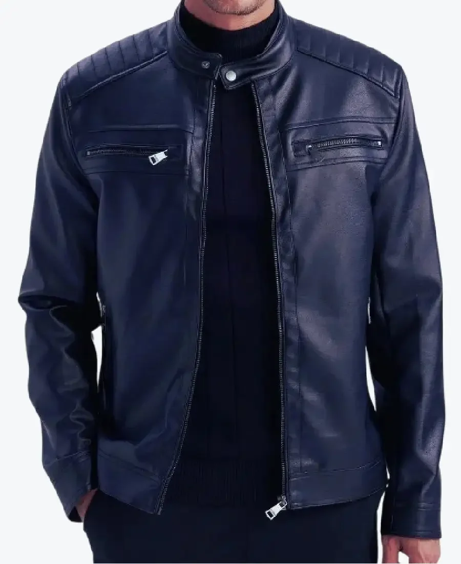 Blue Cafe Racer Genuine Leather Jackets Rare Jacket