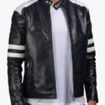 Brad Black And White Leather Biker Jackets Rare Jacket