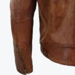 Cafe Racer Motorcycle Quilted Distressed Brown Leather Jacket Sleeves Rare Jacket