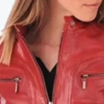Claire Red Leather Jacket Collar Rare Jacket