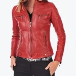 Claire Red Leather Jackets Rare Jacket