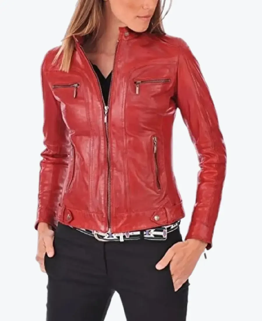 Claire Red Leather Jackets Rare Jacket