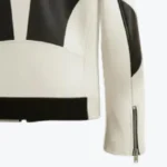Geometric Cowhide Leather Biker Jacket Sleeves Rare Jacket