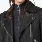 Giah Black Leather Biker Jacket Collar Rare Jacket