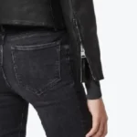 Giah Black Leather Biker Jacket Sleeves Rare Jacket