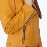 Jenna Yellow Biker Leather Jacket Sleeves Rare Jacket