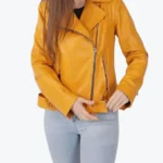 Jenna Yellow Biker Leather Jackets Rare Jacket