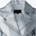 Mackage Baya Silver Leather Biker Jacket Collar Rare Jacket