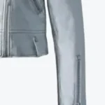 Mackage Baya Silver Leather Biker Jacket Sleeves Front Rare Jacket