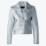 Mackage Baya Silver Leather Biker Jackets Rare Jacket