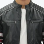 Madrid Black Quilted Leather Racing Jacket Collar Rare Jacket