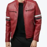 Madrid Quilted Red Leather Racing Jacket