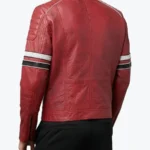 Madrid Quilted Red Leather Racing Jacket - Image 2