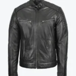 Men Black Cafe Racer Biker Leather Jackets Rare Jacket