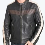 Men Stripped Black And White Biker Jackets Rare Jacket