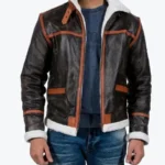 Men's Alpine Brown Fur Leather Jacket Rare Jacket