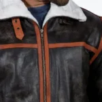 Men's Alpine Brown Fur Leather Jacket Collar Rare Jacket